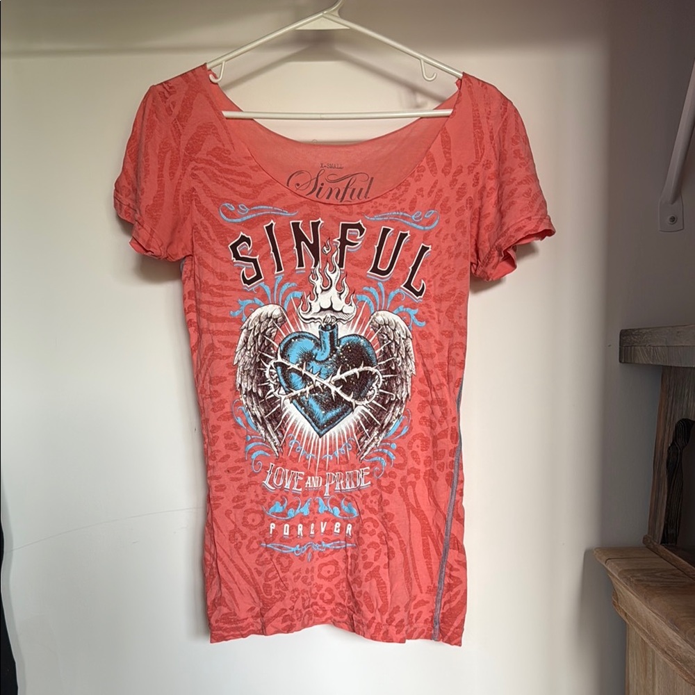 Sinful Red Graphic Fitted Tee